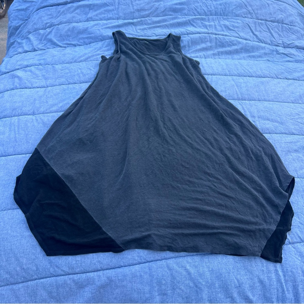 Eileen Fisher Gray/Black Linen Tank Dress Size Large